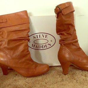 Steve Madden cognac leather boots